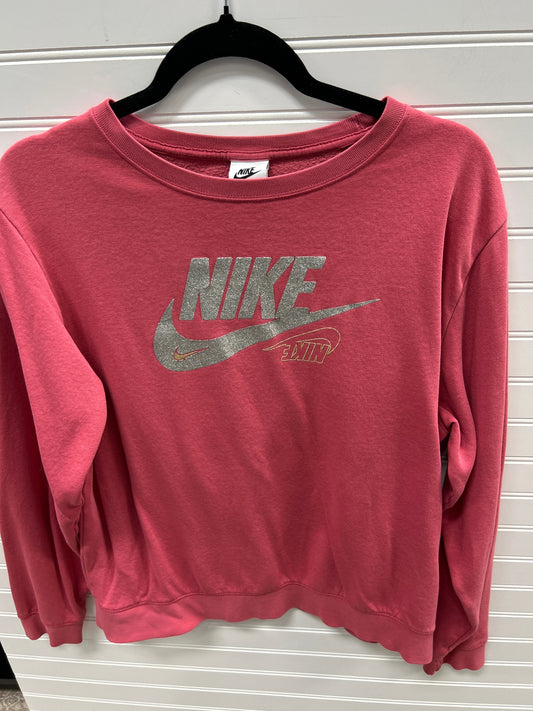 Athletic Top Ls Crewneck By Nike Apparel In Pink, Size:M