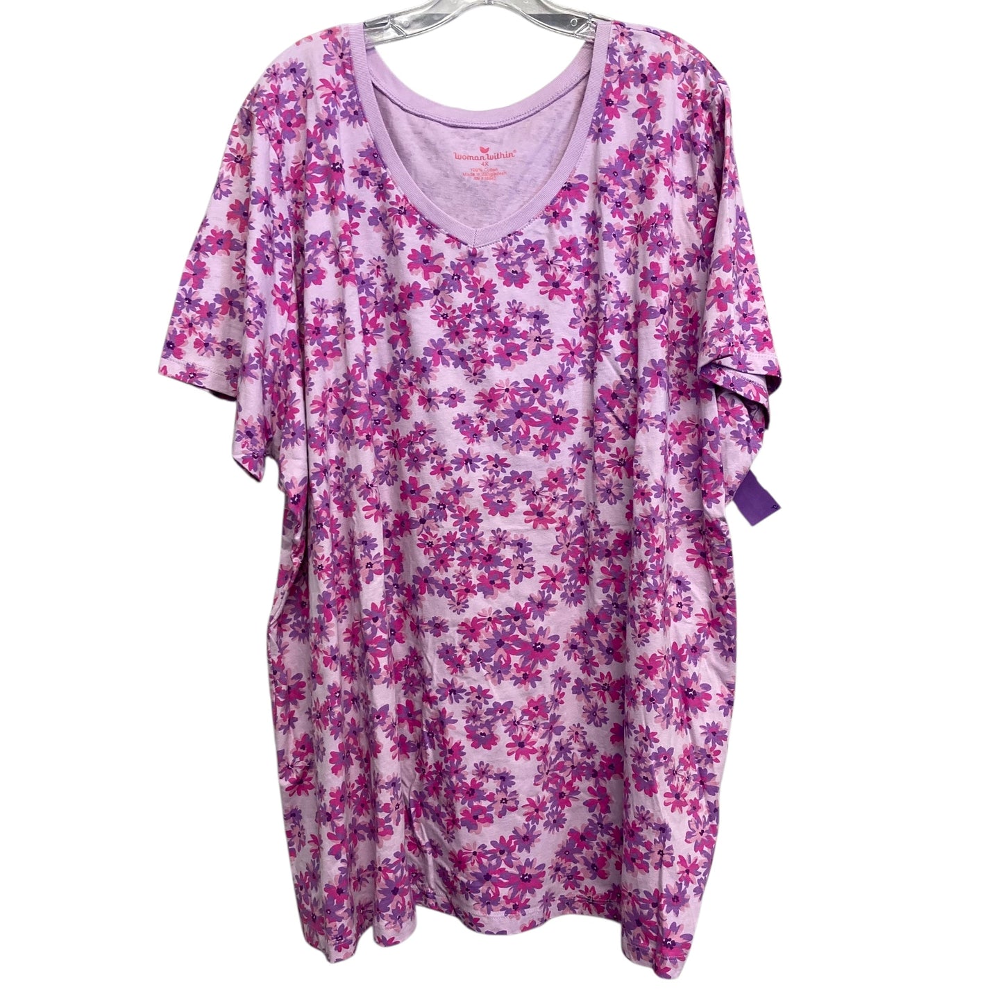 Top Ss Basic By Woman Within In Purple, Size:4X