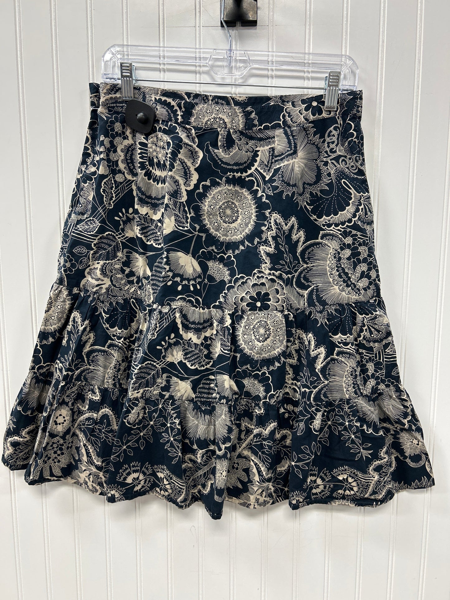 Skirt Midi By Ann Taylor In Blue & Cream, Size:6