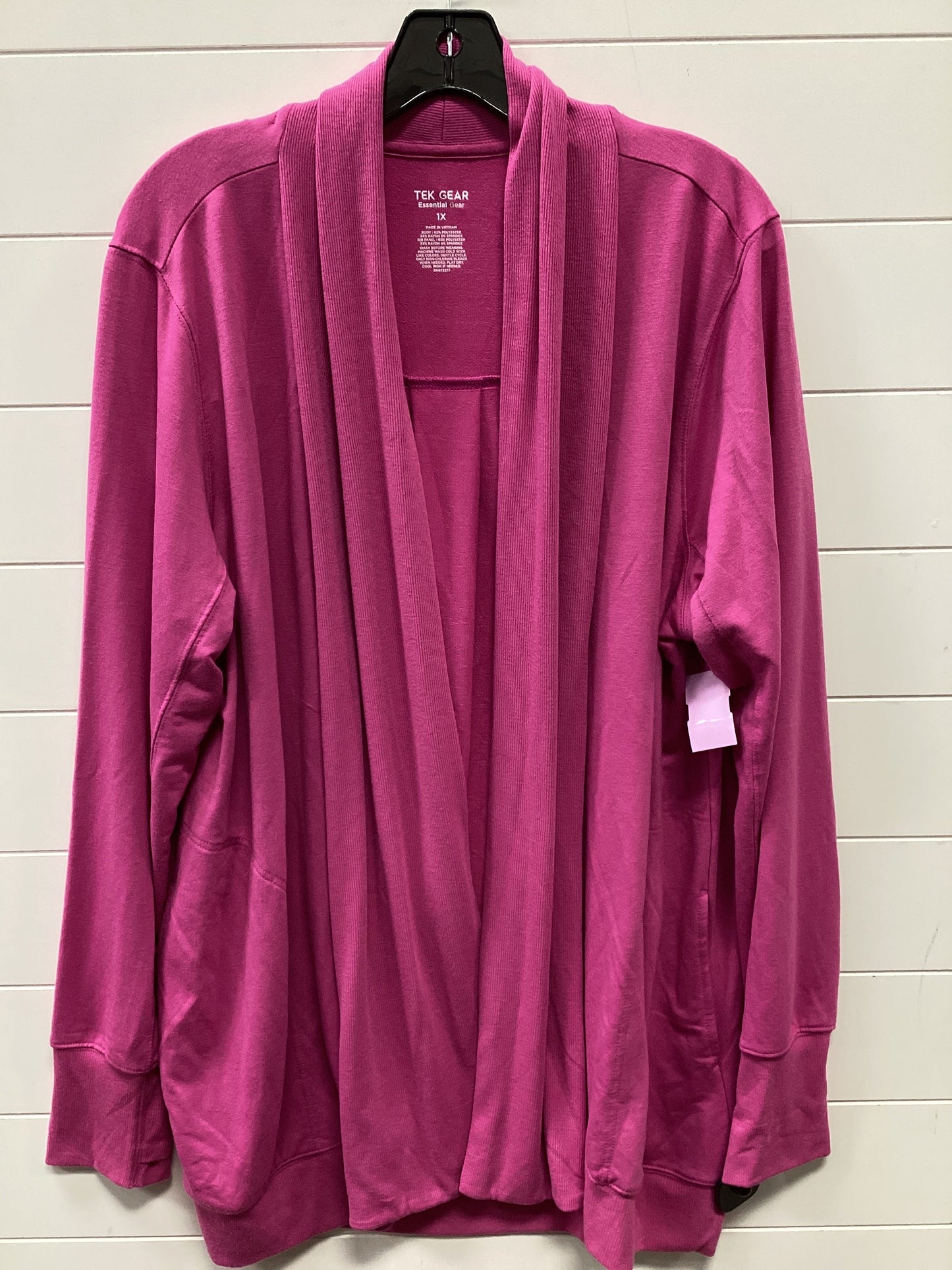 Cardigan By Tek Gear In Pink, Size:1X