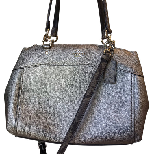 Handbag Designer By Coach In Silver, Size:Large