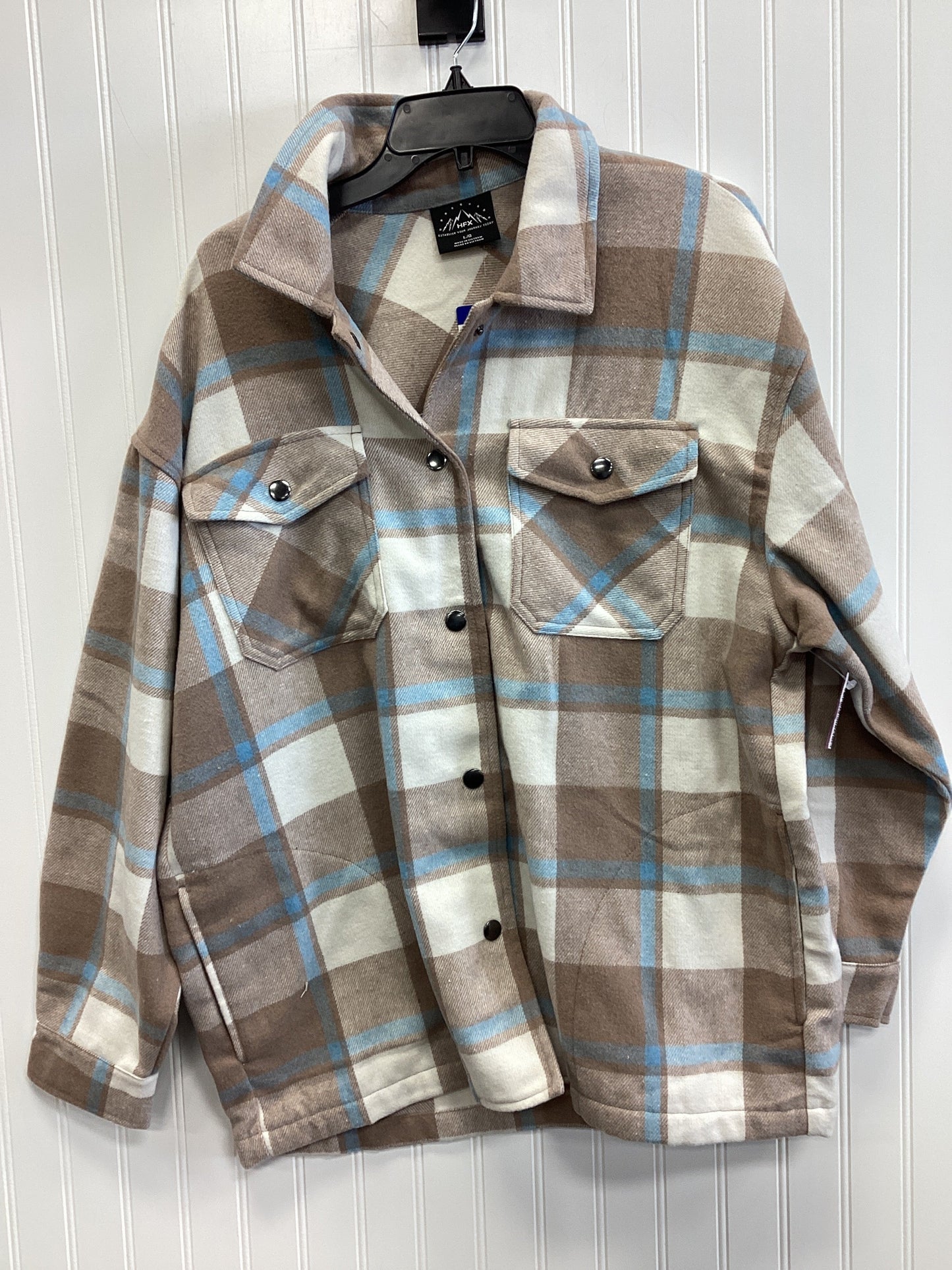 Jacket Fleece By Hfx In Brown & Cream, Size:L
