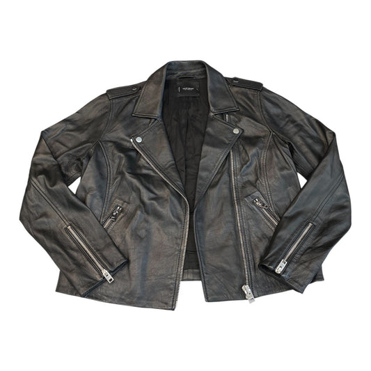 Designer Jacket Moto Leather By Lucky Brand In Black, Size:L