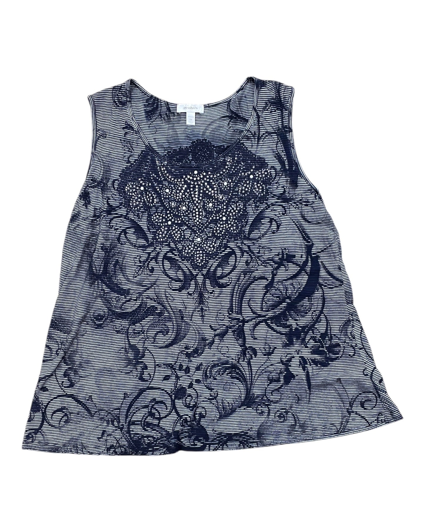 Top Sleeveless By Dressbarn In Navy, Size:3X