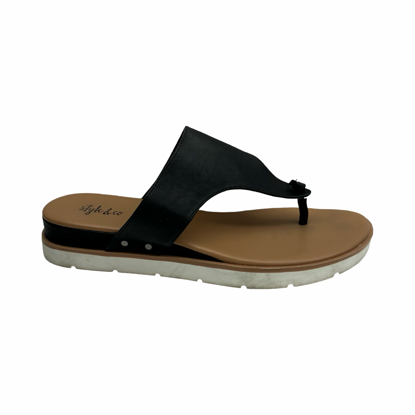Sandals Flip Flops By Style And Company In Black, Size:7.5