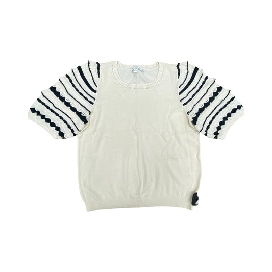 Sweater Ss By Chicos In Black & Cream, Size:M