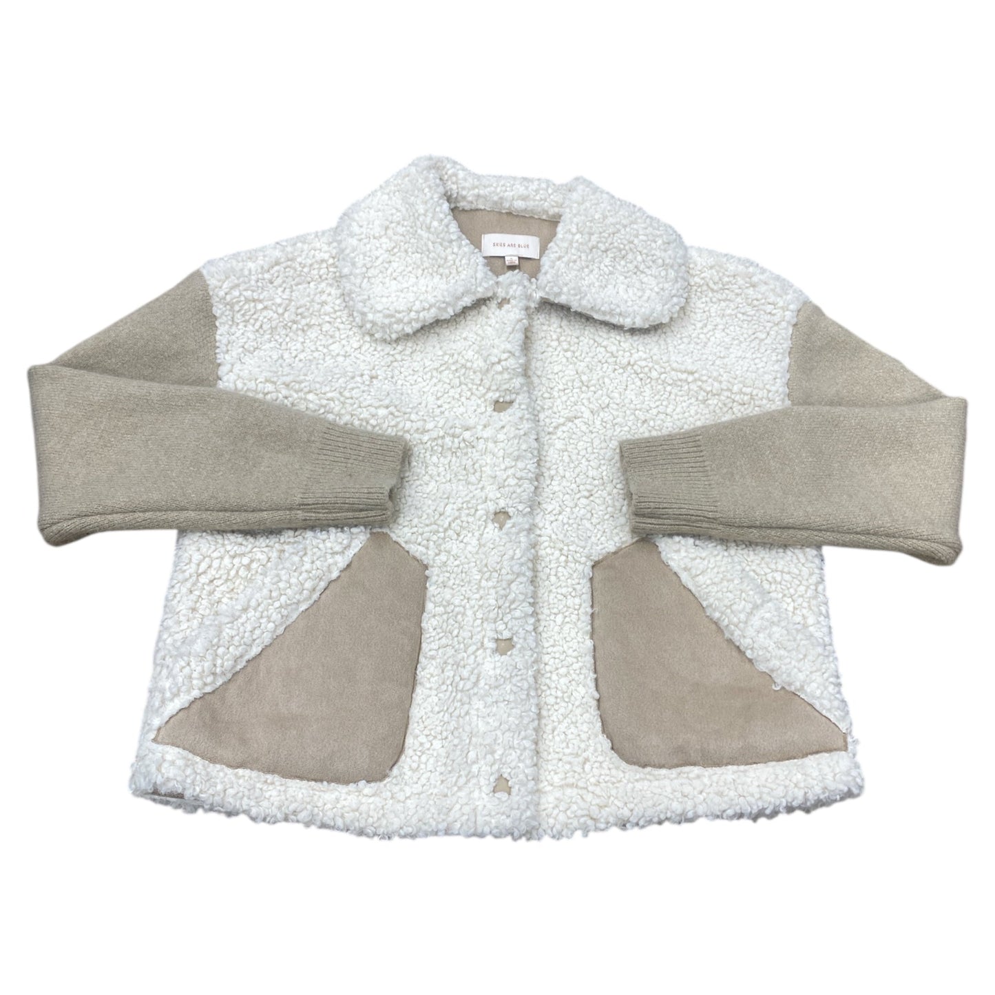Jacket Faux Fur & Sherpa By Skies Are Blue In Cream & Tan, Size:S