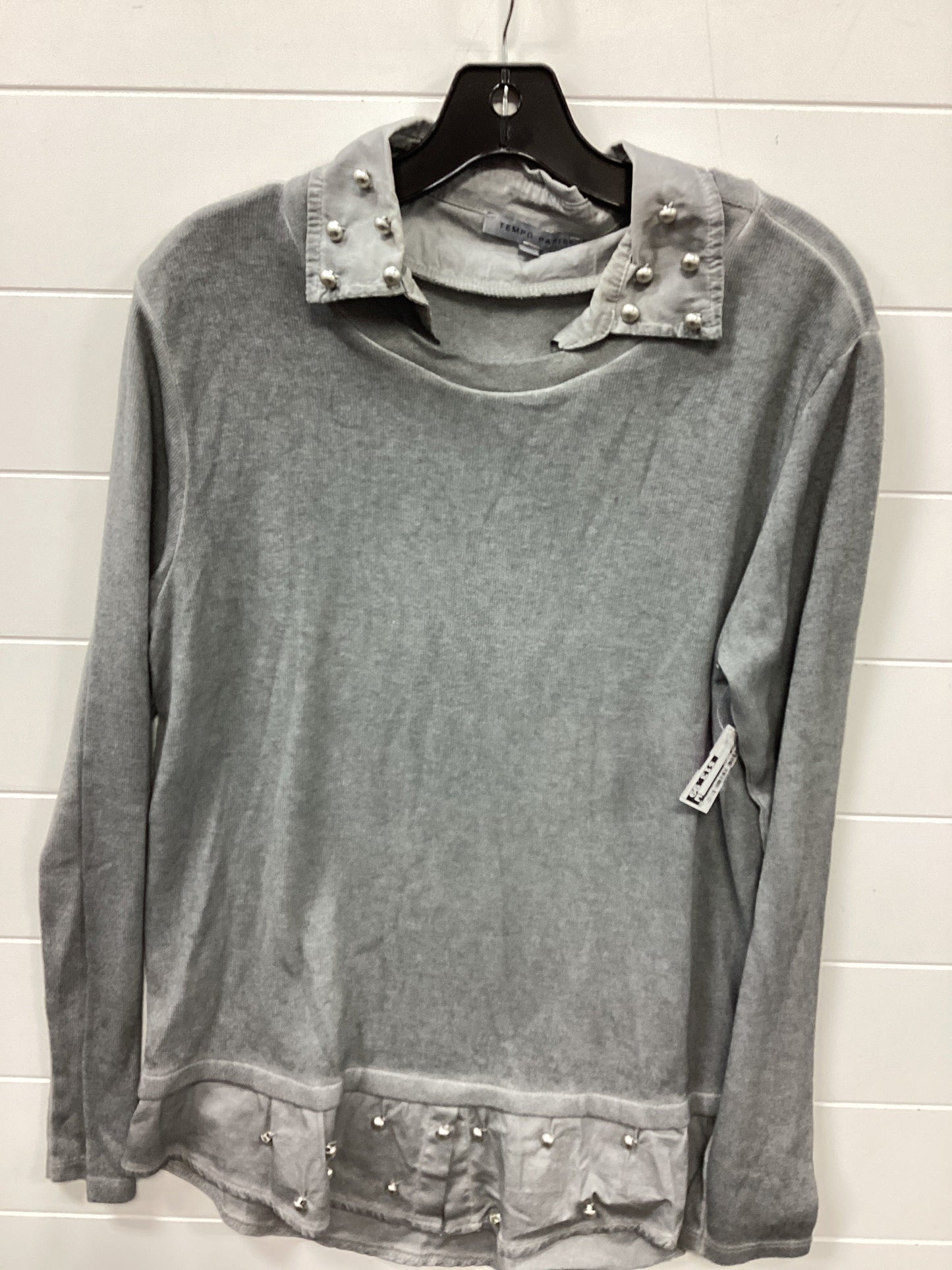 Top Ls By Tempo Paris In Grey, Size:Xl