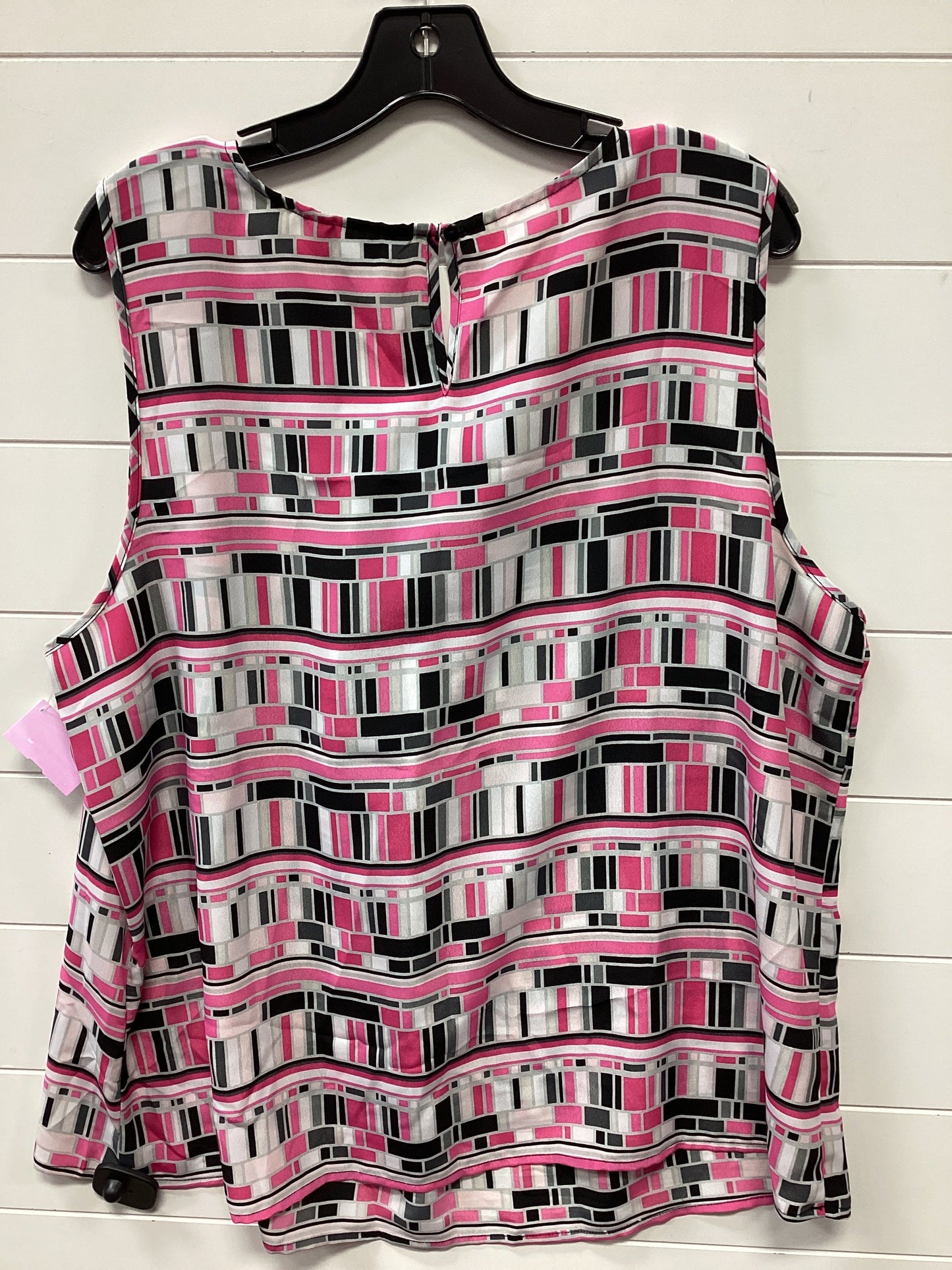 Top Sleeveless By Cj Banks In Pink & White, Size:2X