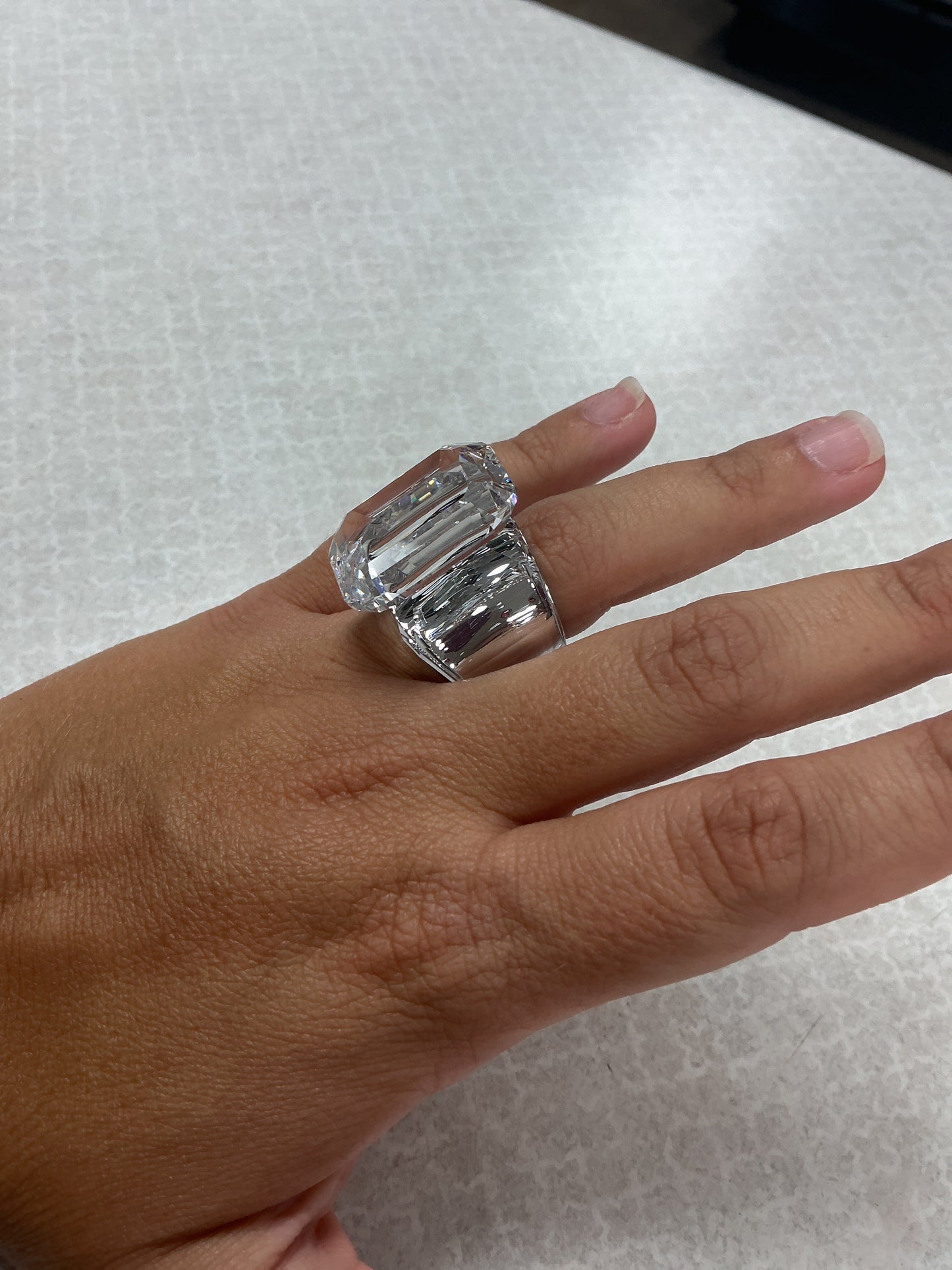 Ring Designer By Swarovski In Clear, Size:6