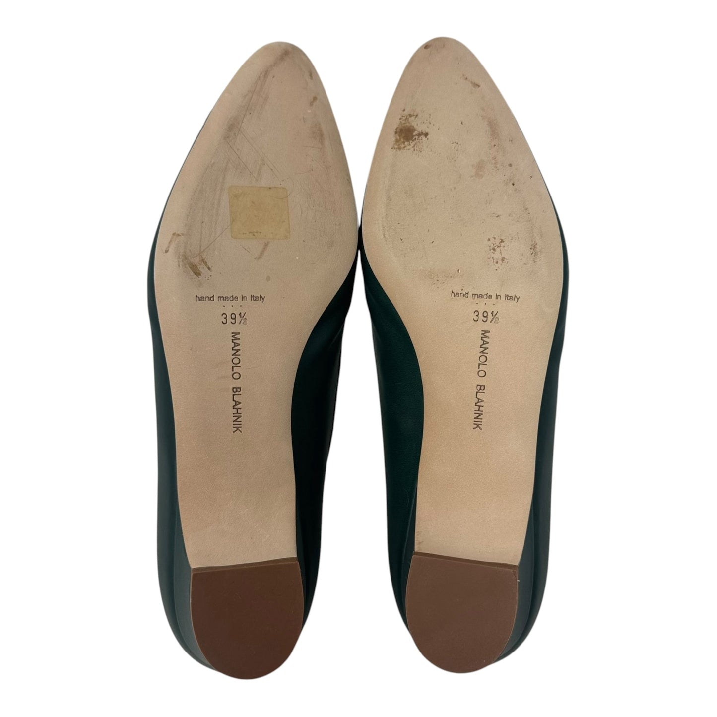 Lusilapla Block Heel Shoes Luxury Designer By Manolo Blahnik In Green, Size: 39.5