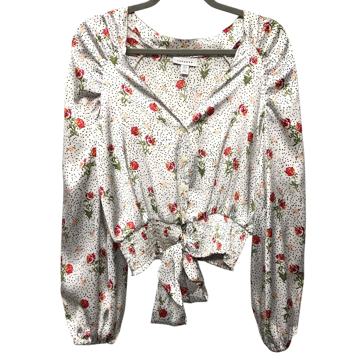 Blouse Ls By Topshop In Floral Print, Size:6