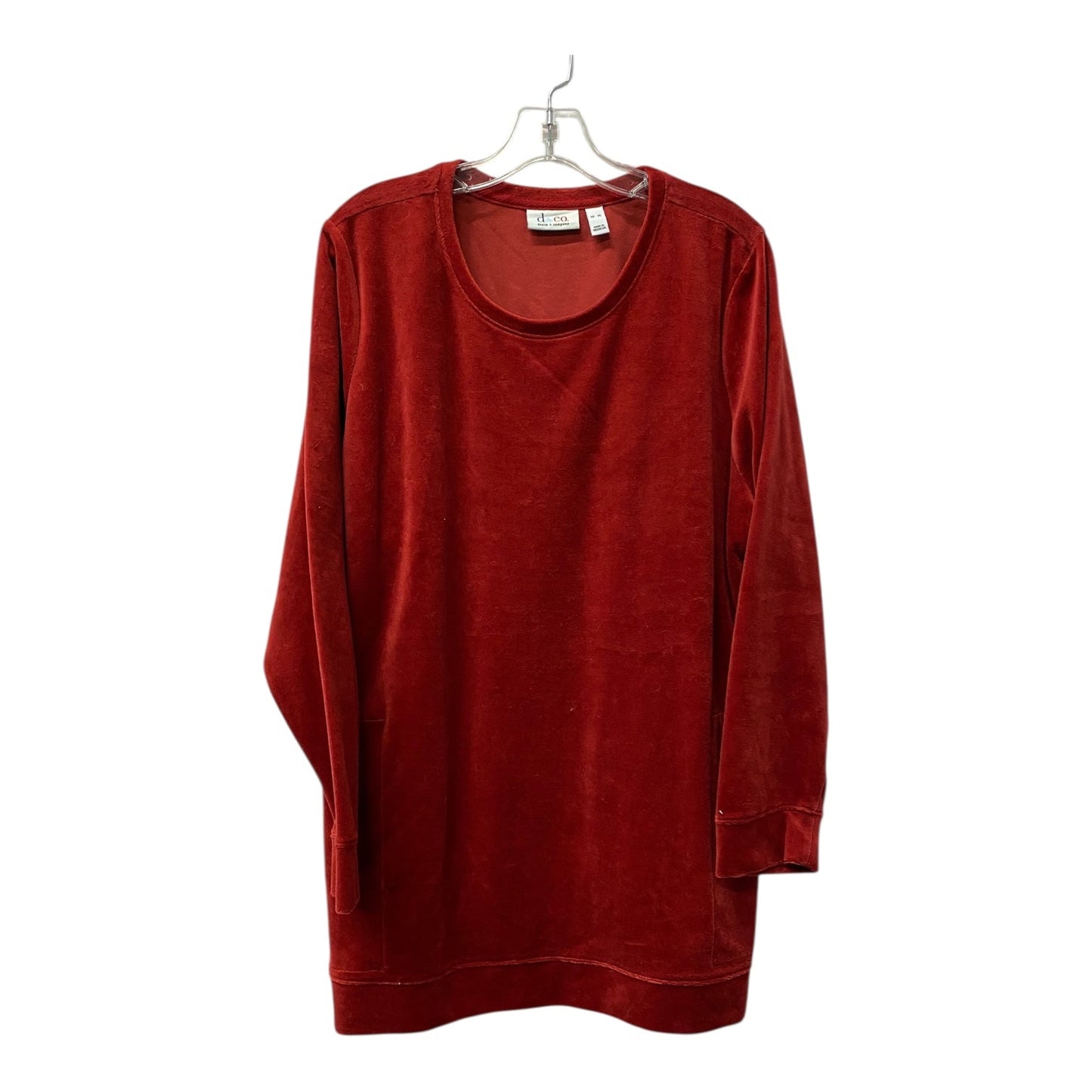Top Ls By Denim And Company In Red, Size:Xl