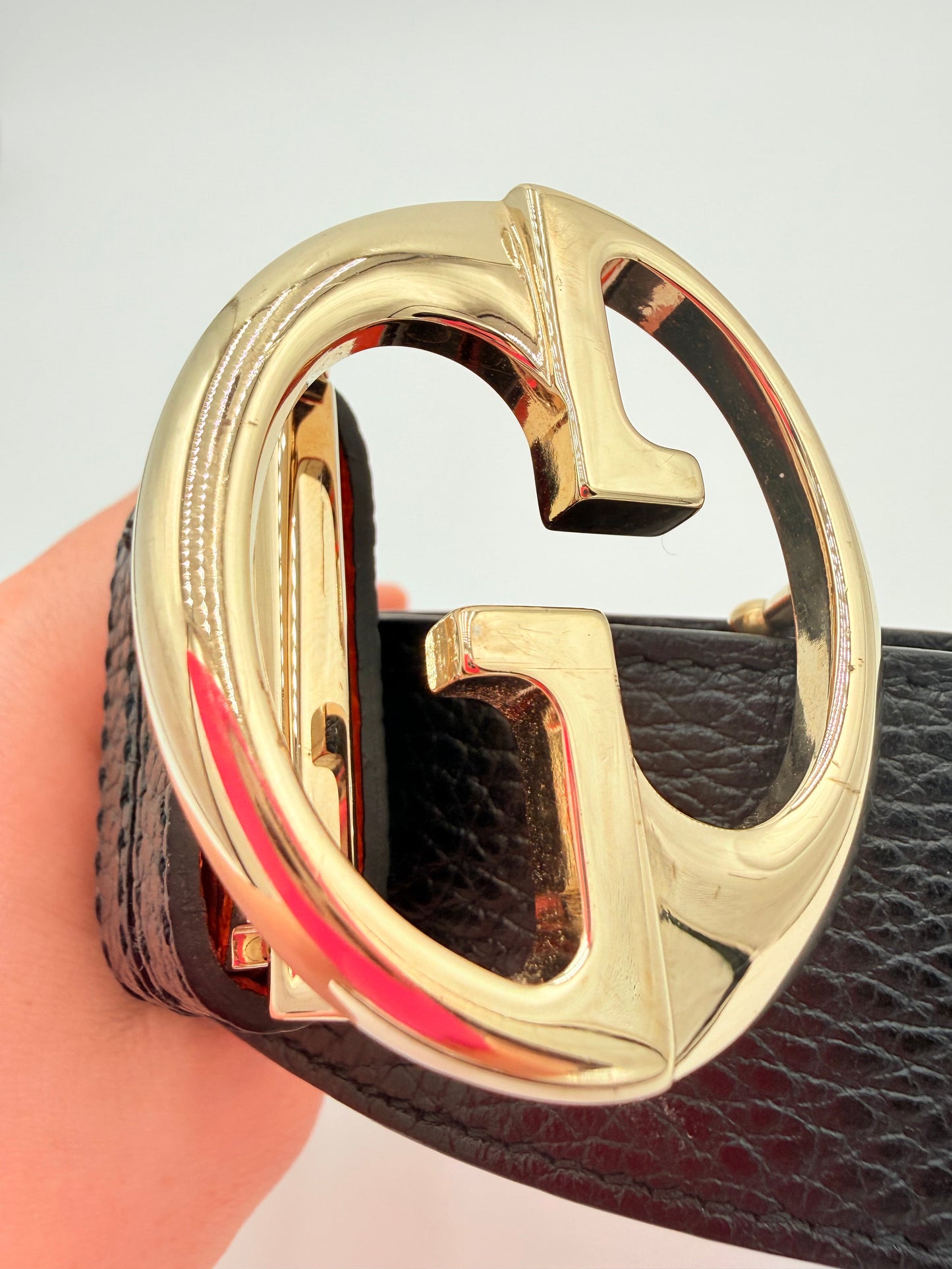 Belt Luxury Designer By Gucci In Black & Orange