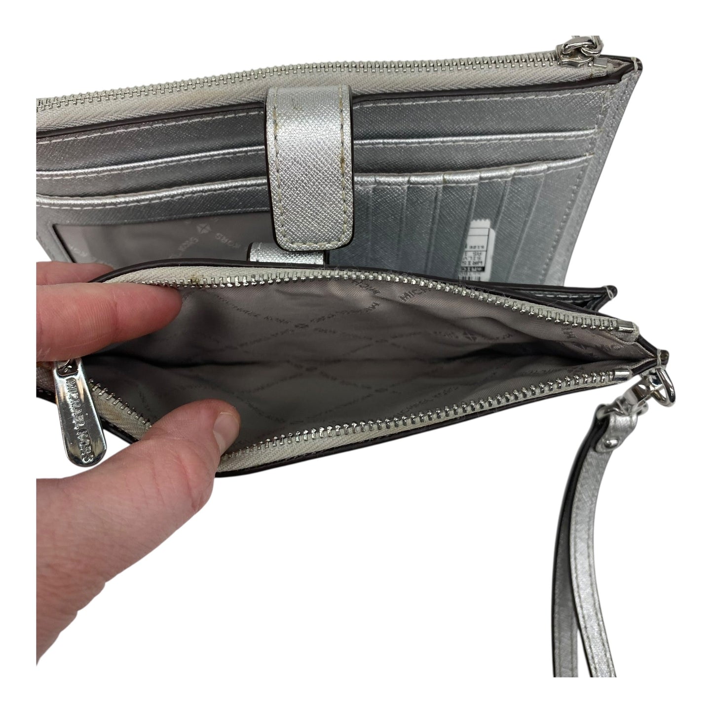 Wristlet Designer By Michael Kors In Silver, Size:Medium
