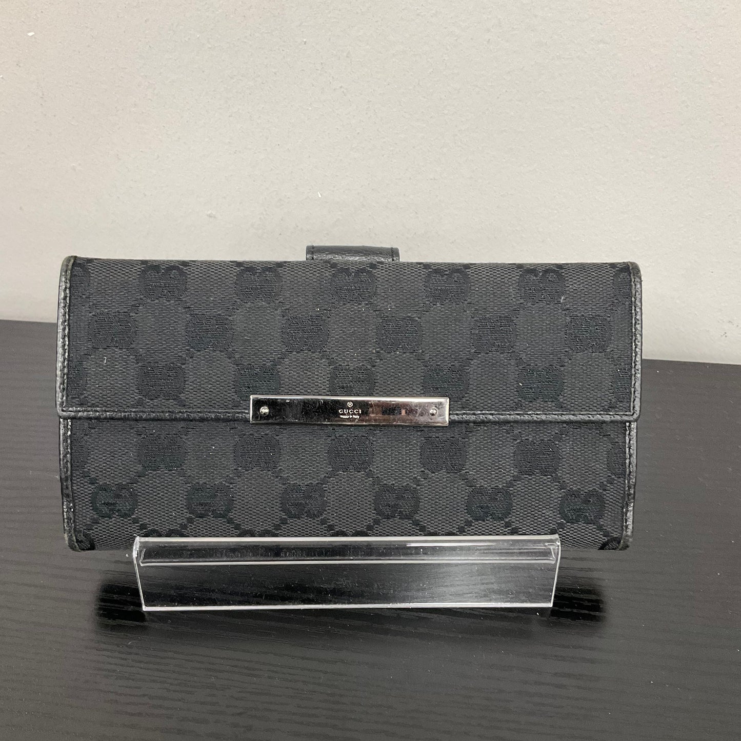 Wallet Luxury Designer By Gucci In Black, Size:Medium