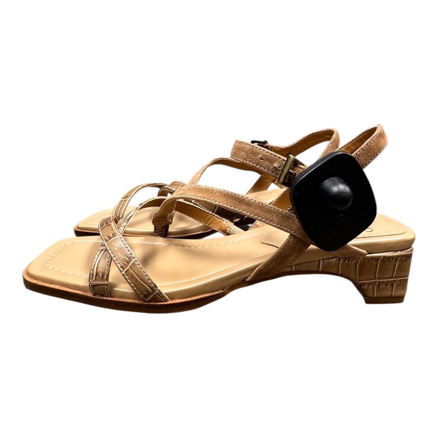 Sandals Heels Block By Donald Pliner In Tan, Size:7