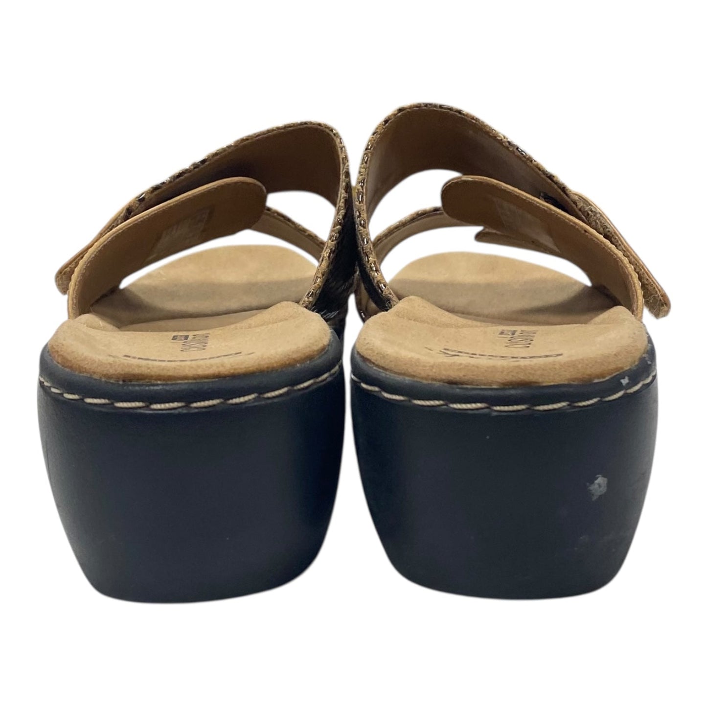 Sandals Heels Wedge By Clarks In Brown, Size:9