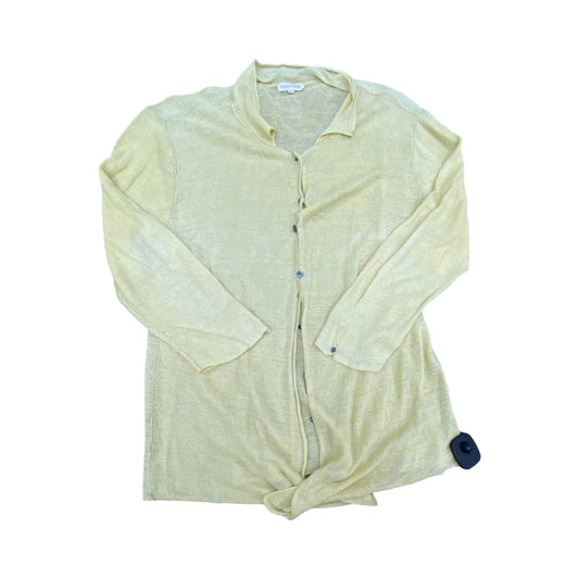 Sweater Cardigan Designer By Eileen Fisher In Yellow, Size:L