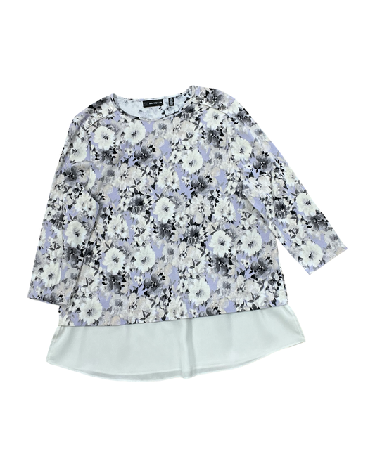 Top 3/4 Sleeve By Rafaella In Purple & White, Size:Lp