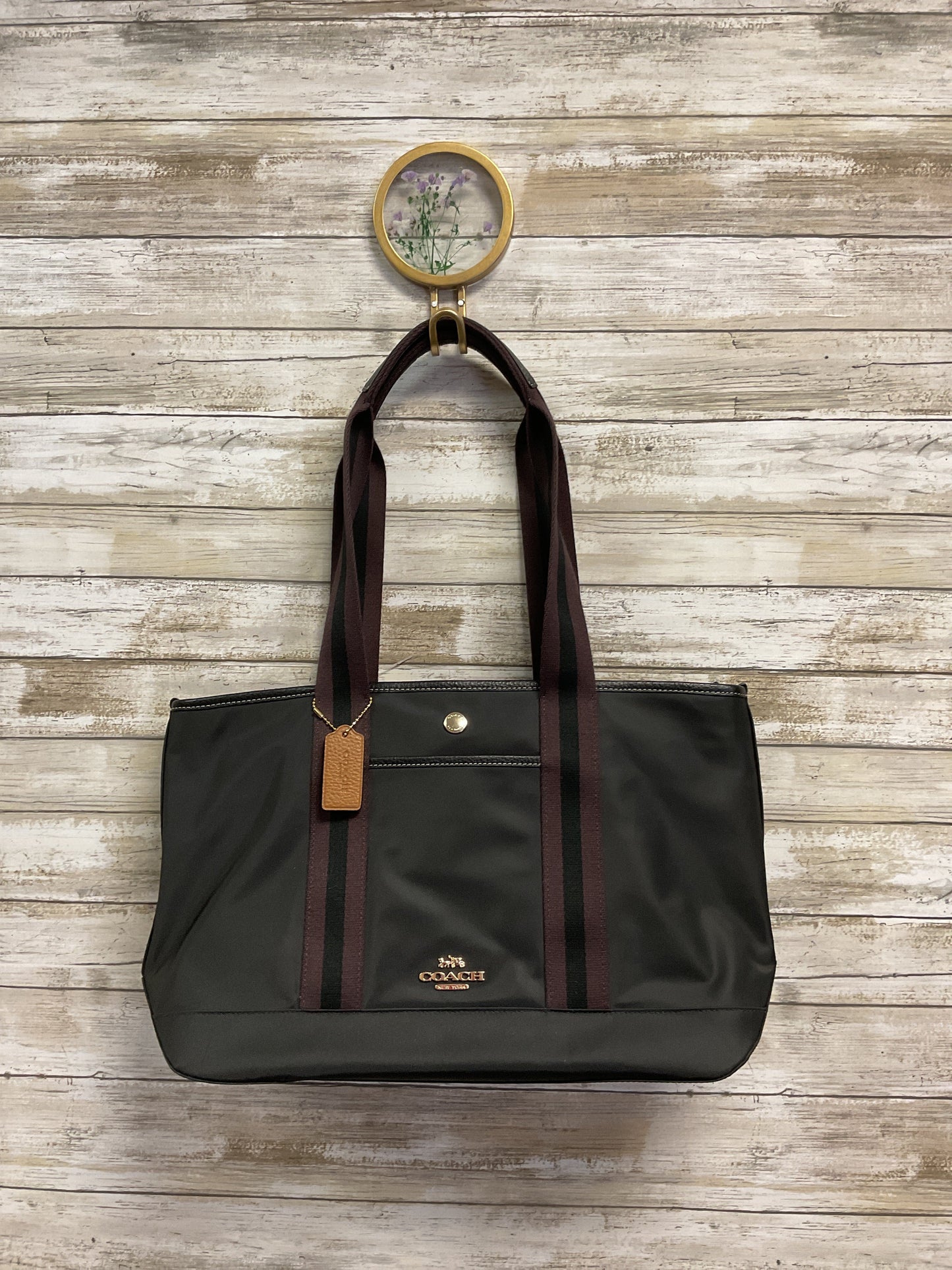 Tote Designer By Coach In Black & Purple, Size:Medium