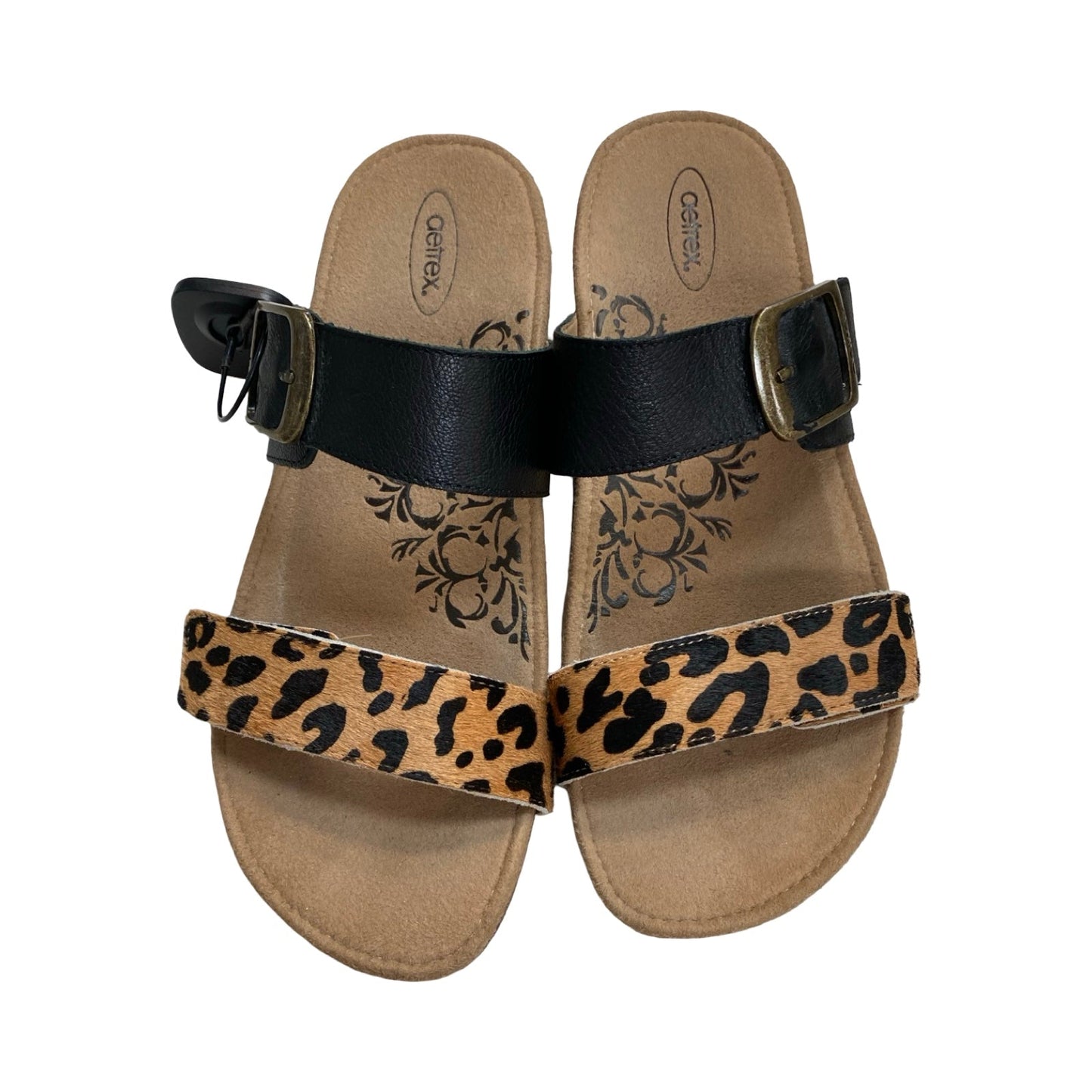 Sandals Heels Block By Aetrex In Multi, Size:9.5