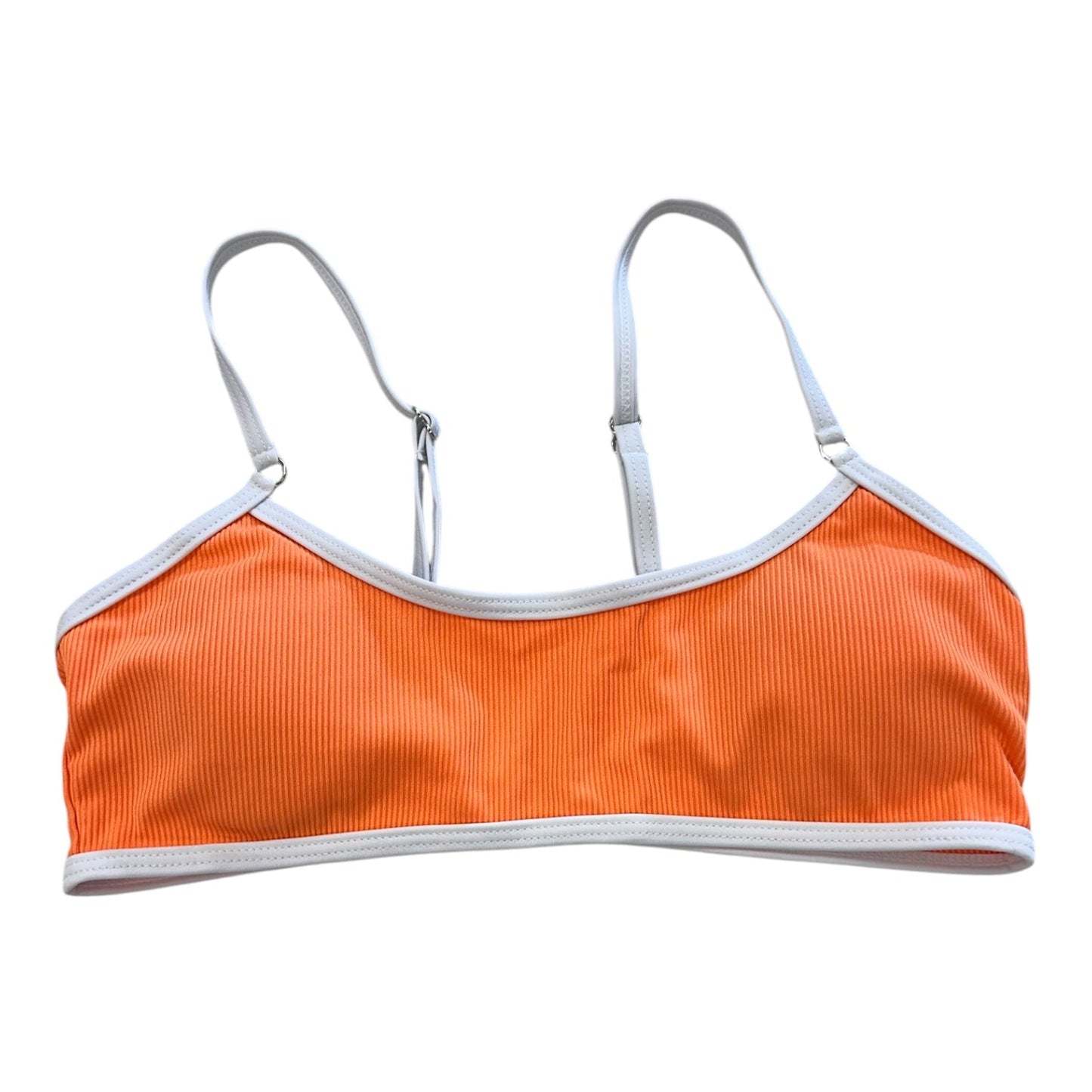 Swimsuit Top By Shein In Orange & White, Size:M