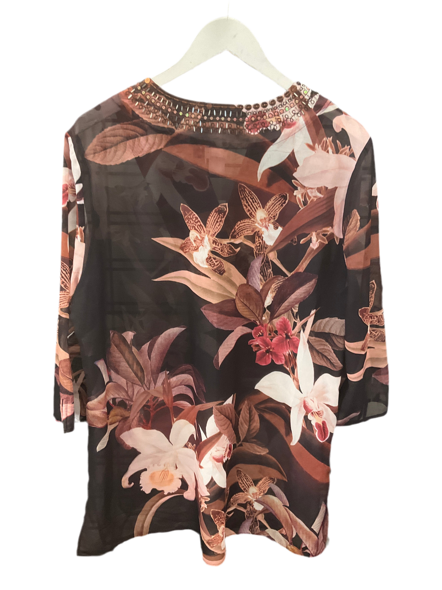 Top 3/4 Sleeve By Chicos In Brown, Size:L