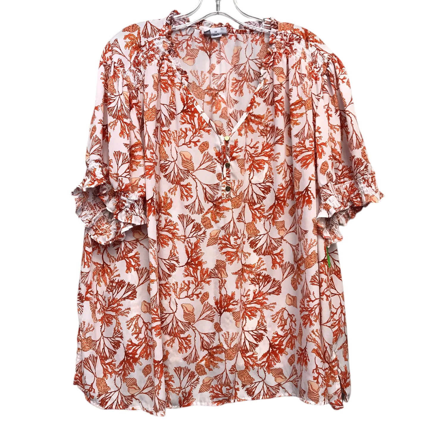 Top Ss By Liz Claiborne In Orange & White, Size:3X