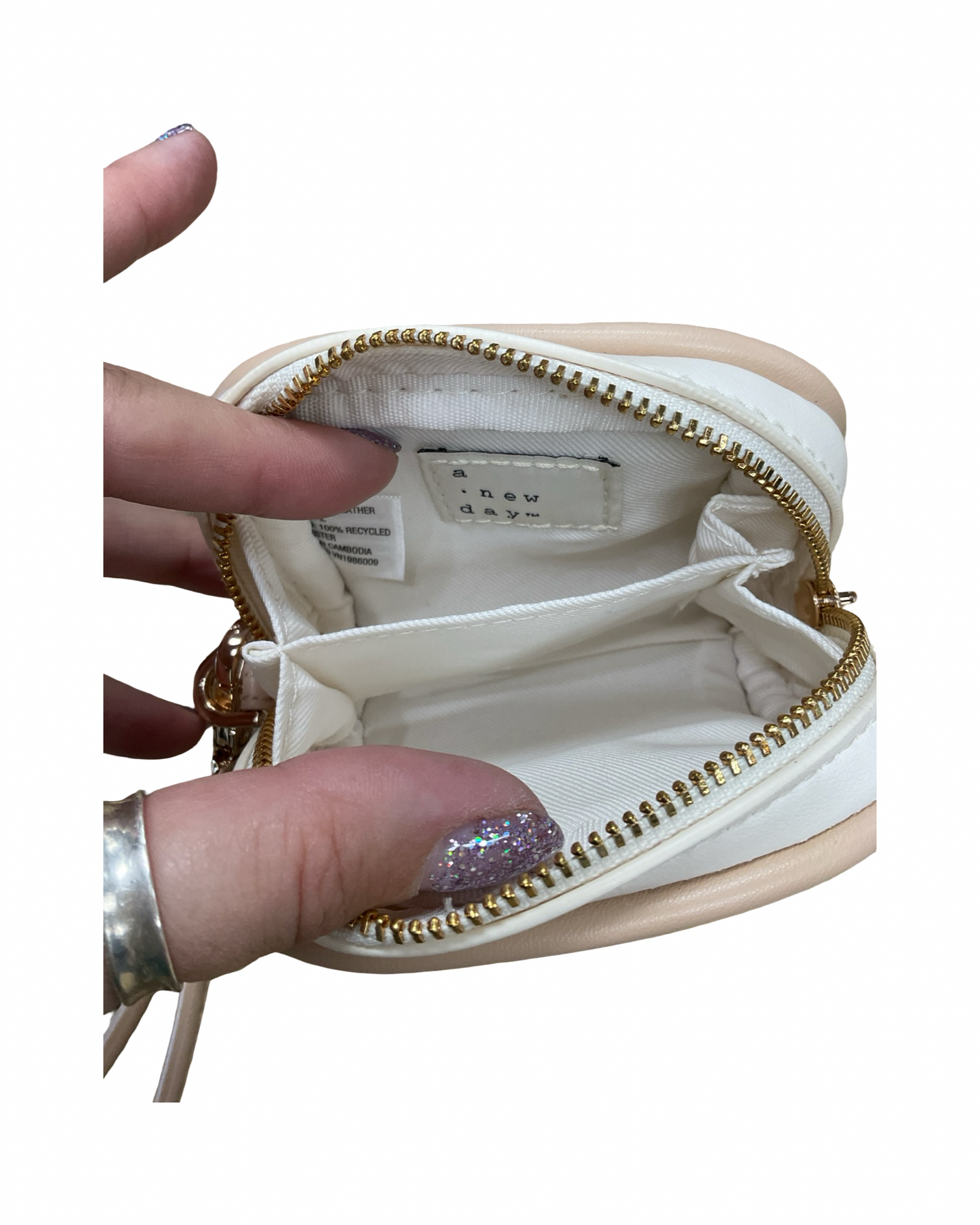 Coin Purse By A New Day In Cream & Tan, Size:Small
