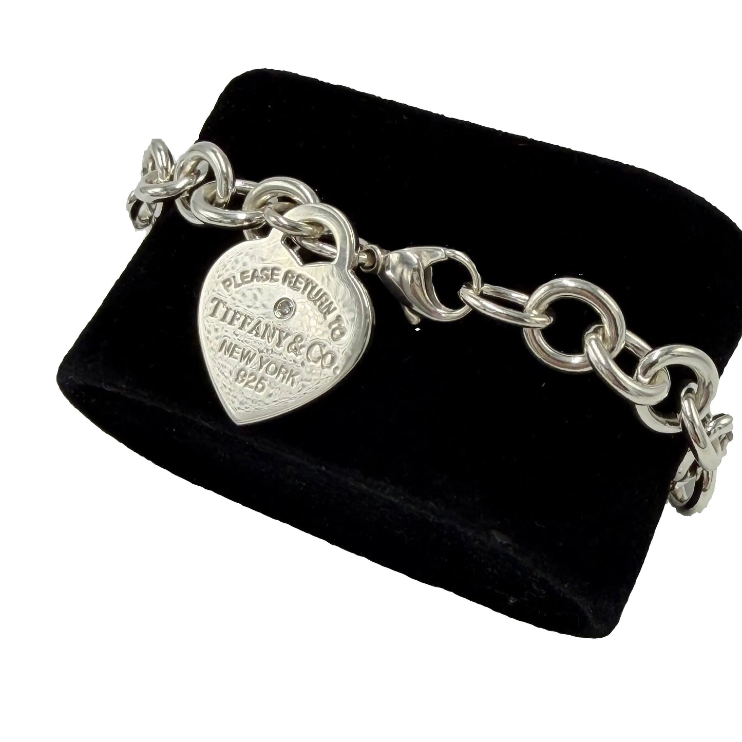Tiffany & Company Heart Tag Diamond Charm Luxury Bracelet