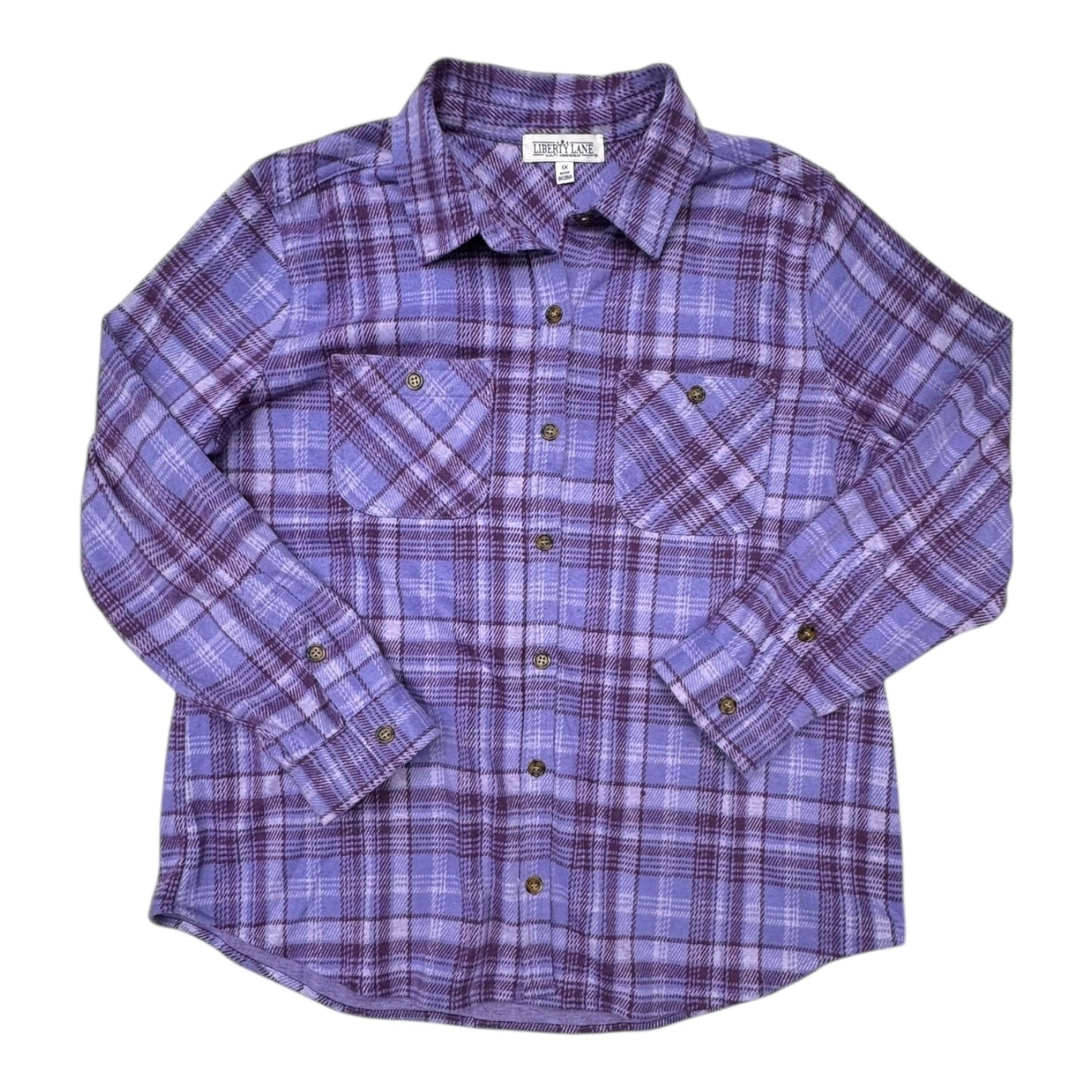 Top Ls By LIBERTY LANE In Plaid Pattern, Size:1X