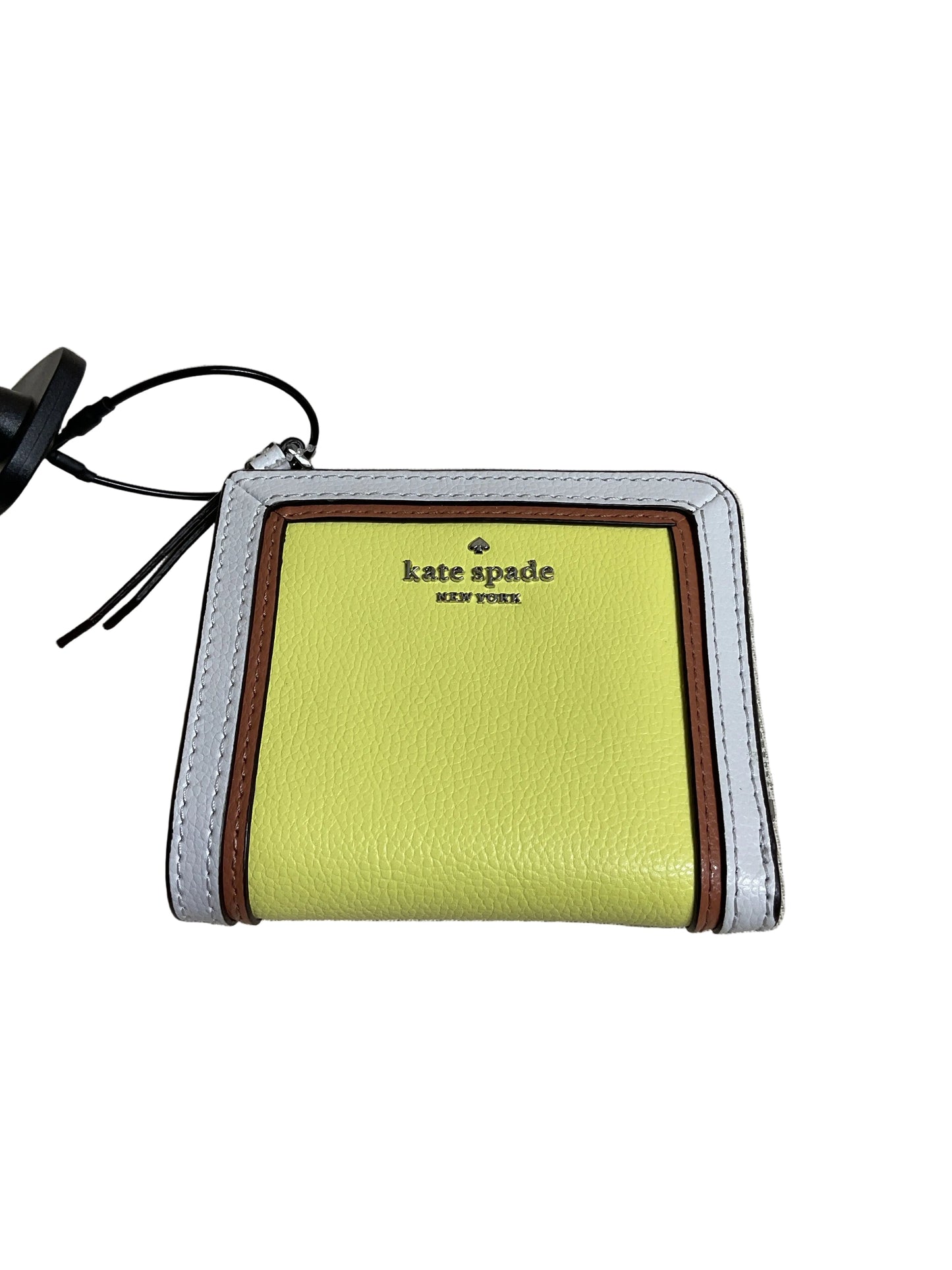 Wallet Designer By Kate Spade In White & Yellow, Size:Small
