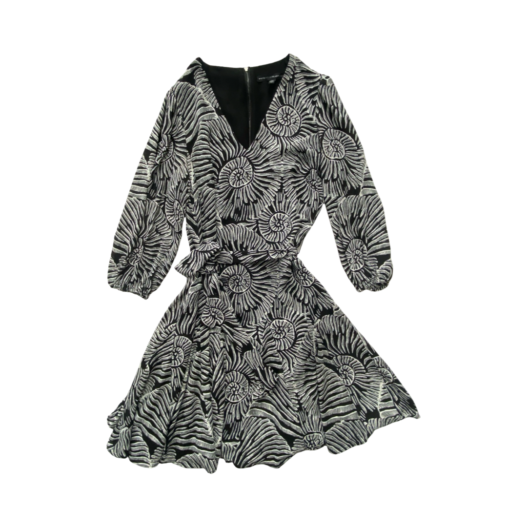 Dress Casual Midi By White House Black Market In Black & White, Size:0
