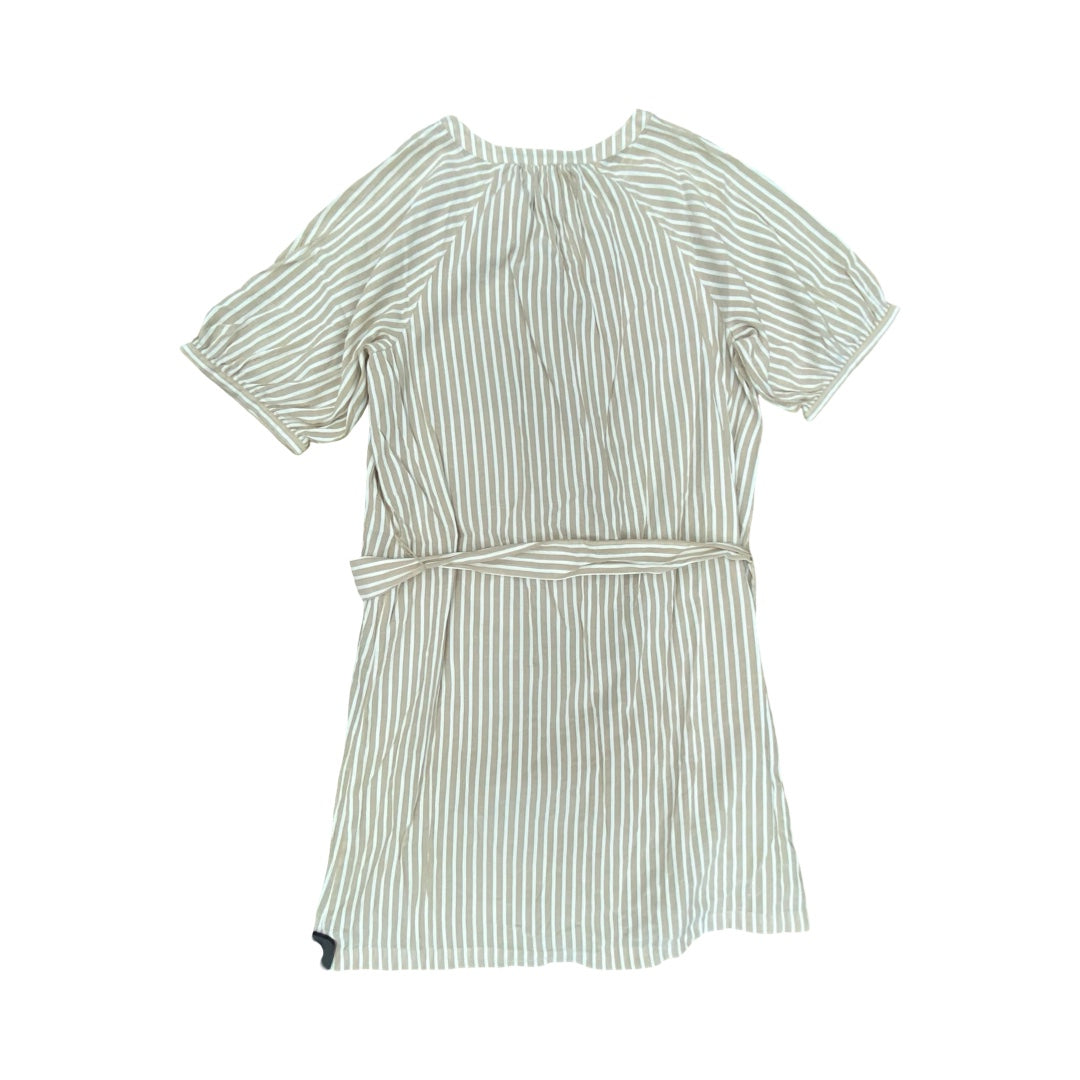 Dress Casual Midi By Ann Taylor In Tan & White, Size:M