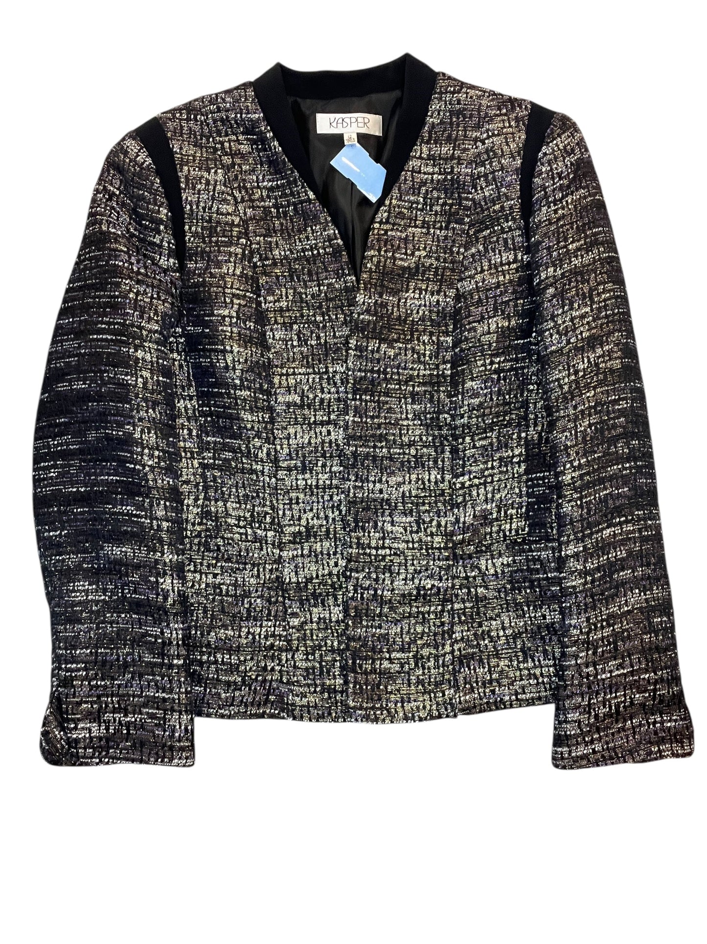 Blazer By Kasper In Black & Gold, Size:L