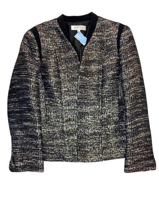 Blazer By Kasper In Black & Gold, Size:L