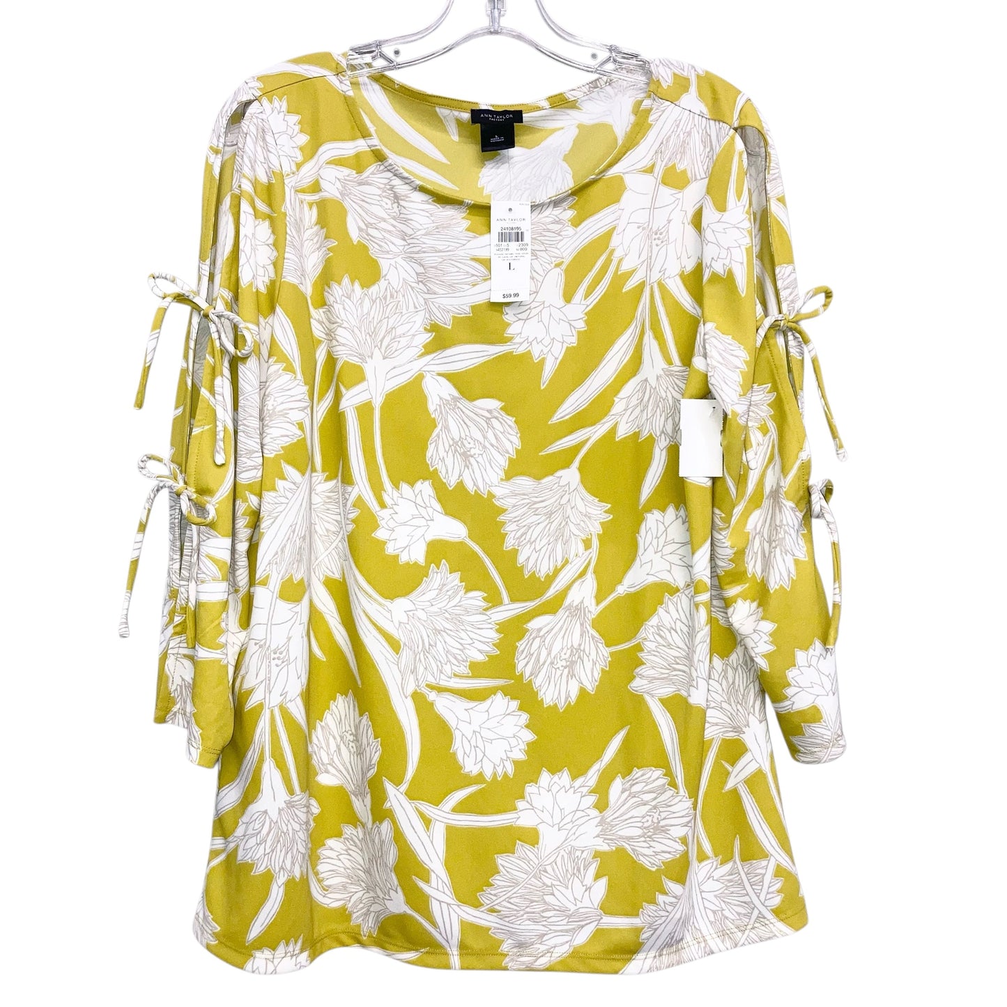Top 3/4 Sleeve By Ann Taylor In Floral Print, Size:L