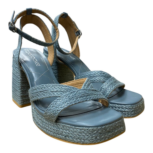 Sandals Heels Block By Crown Vintage In Blue, Size:9
