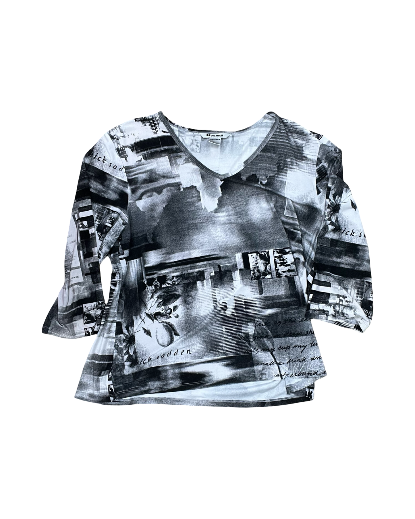 Top 3/4 Sleeve By Clothes Mentor In Black & Grey, Size:Xl