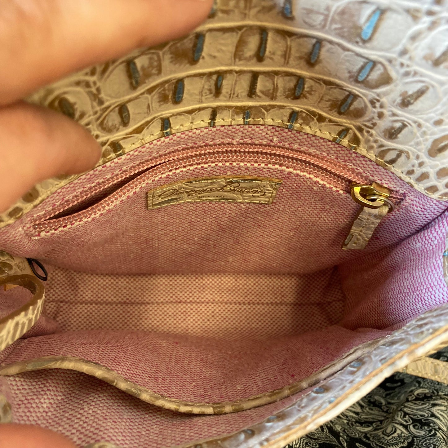 Crossbody Designer By Dooney And Bourke In Blue & Tan, Size:Small