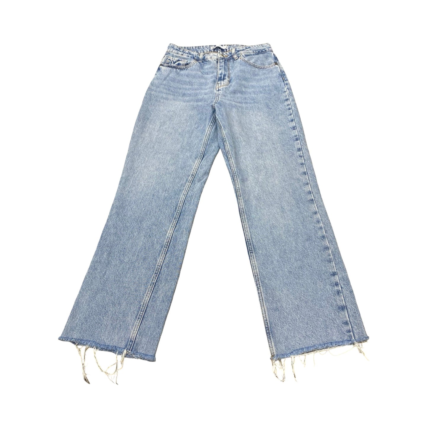 Jeans Straight By Zara In Blue Denim, Size:6