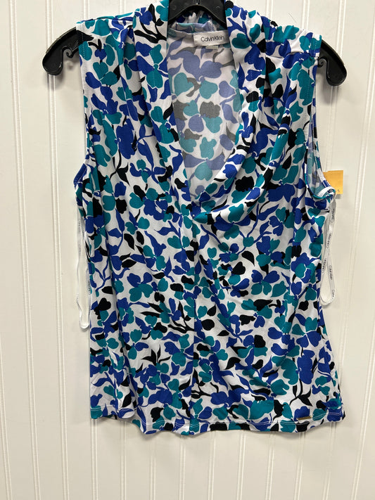 Top Ss By Calvin Klein In Blue, Size:L