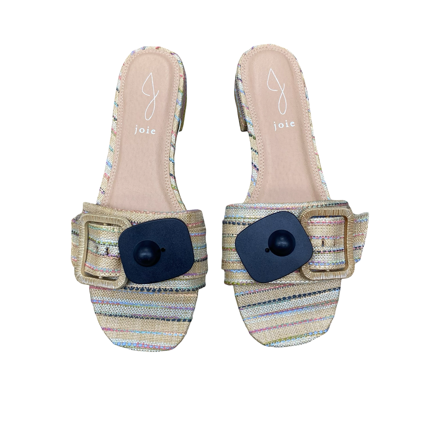 Sandals Heels Block By Joie In Striped Pattern, Size:7.5