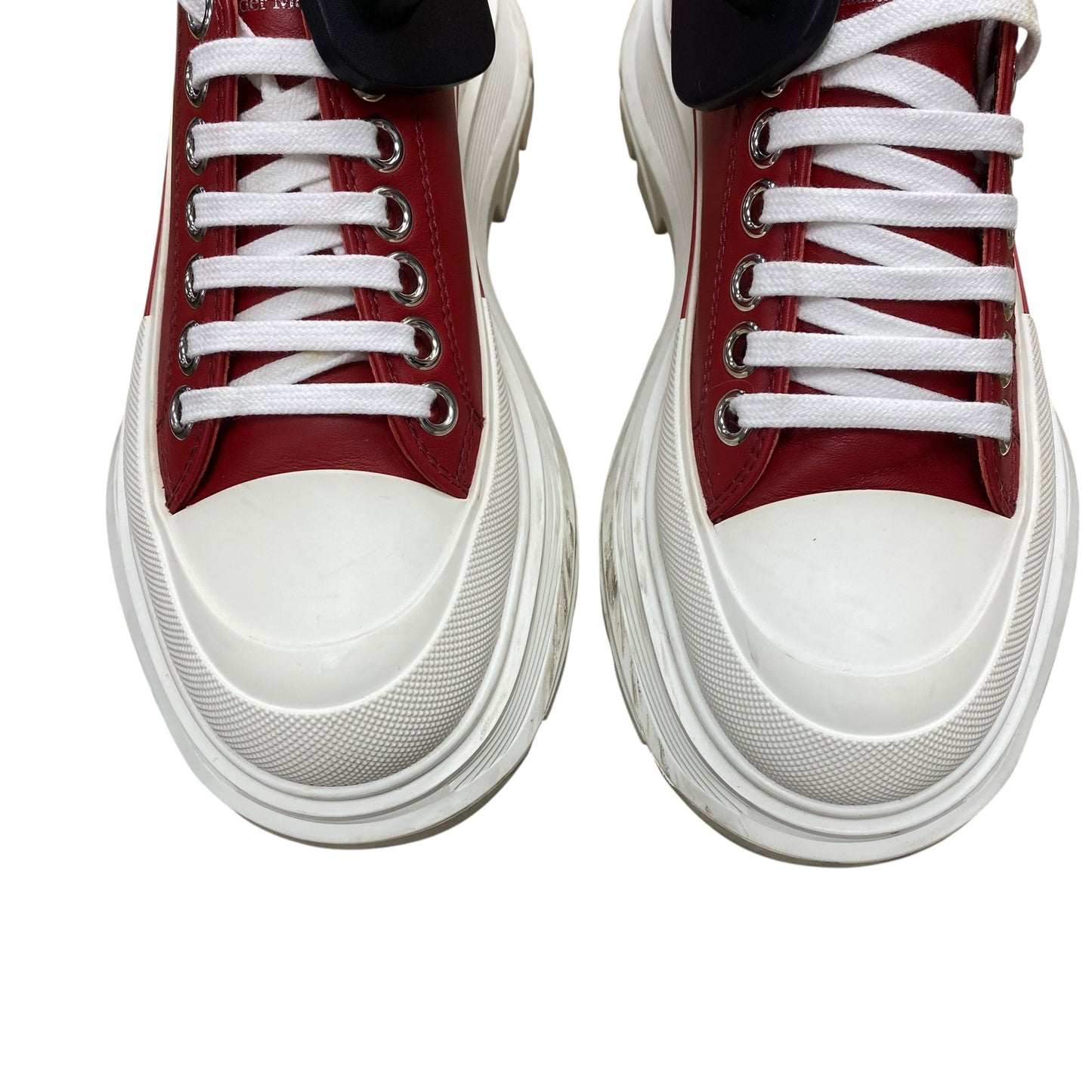 Shoes Luxury Designer By Alexander Mcqueen In Red & White, Size:5.5
