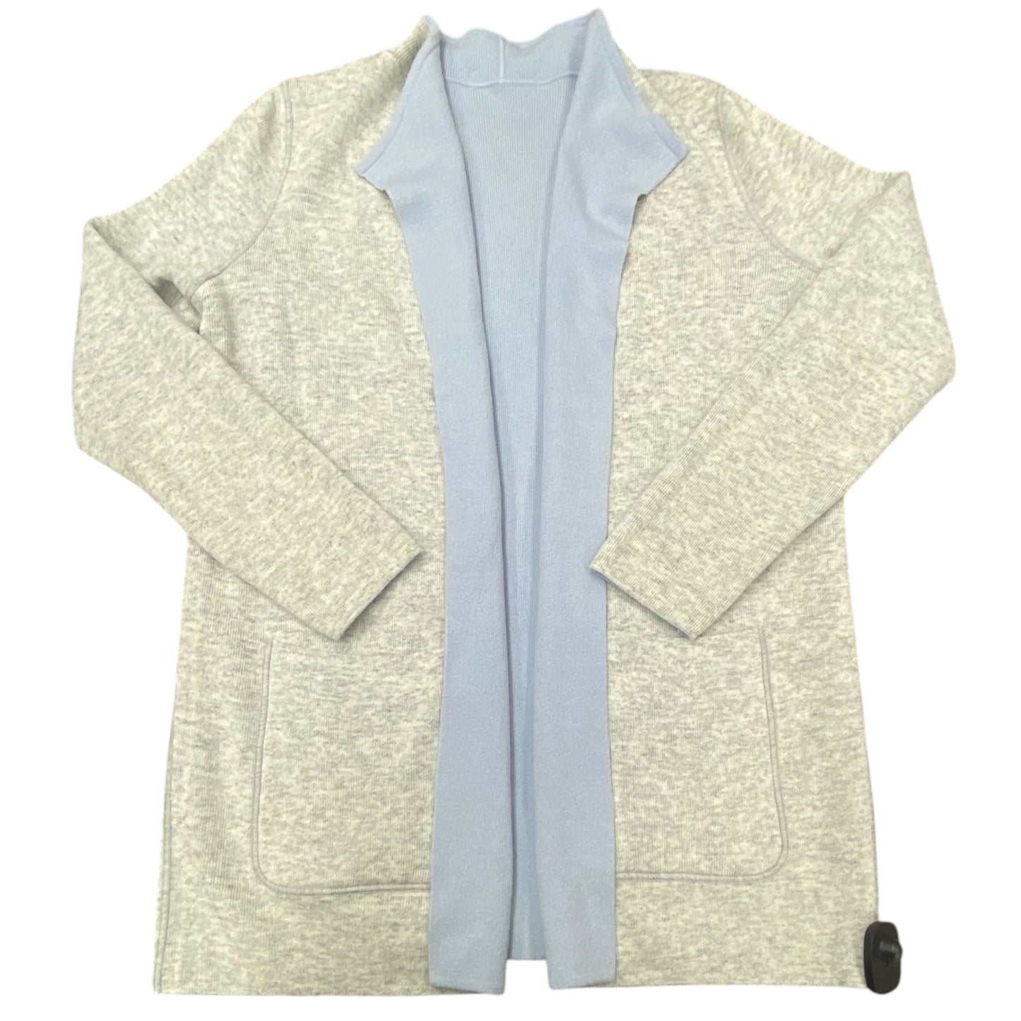 Sweater Cardigan By Loft In Blue & Grey, Size:L