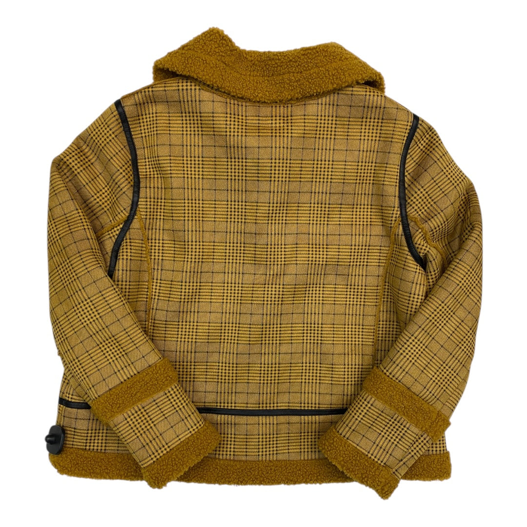 Jacket Faux Fur & Sherpa By  REBECCA ELLIOT In Black & Yellow, Size:L