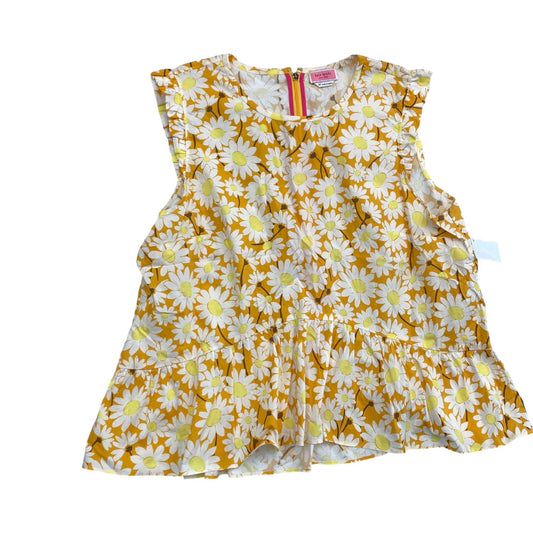 Top Ss Designer By Kate Spade In White & Yellow, Size:16