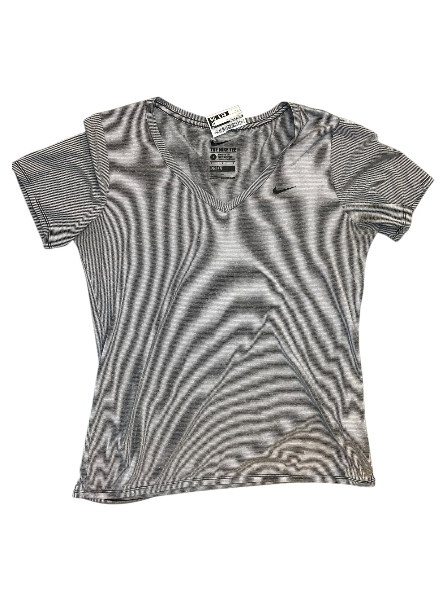 Athletic Top Ss By Nike Apparel In Grey, Size:L