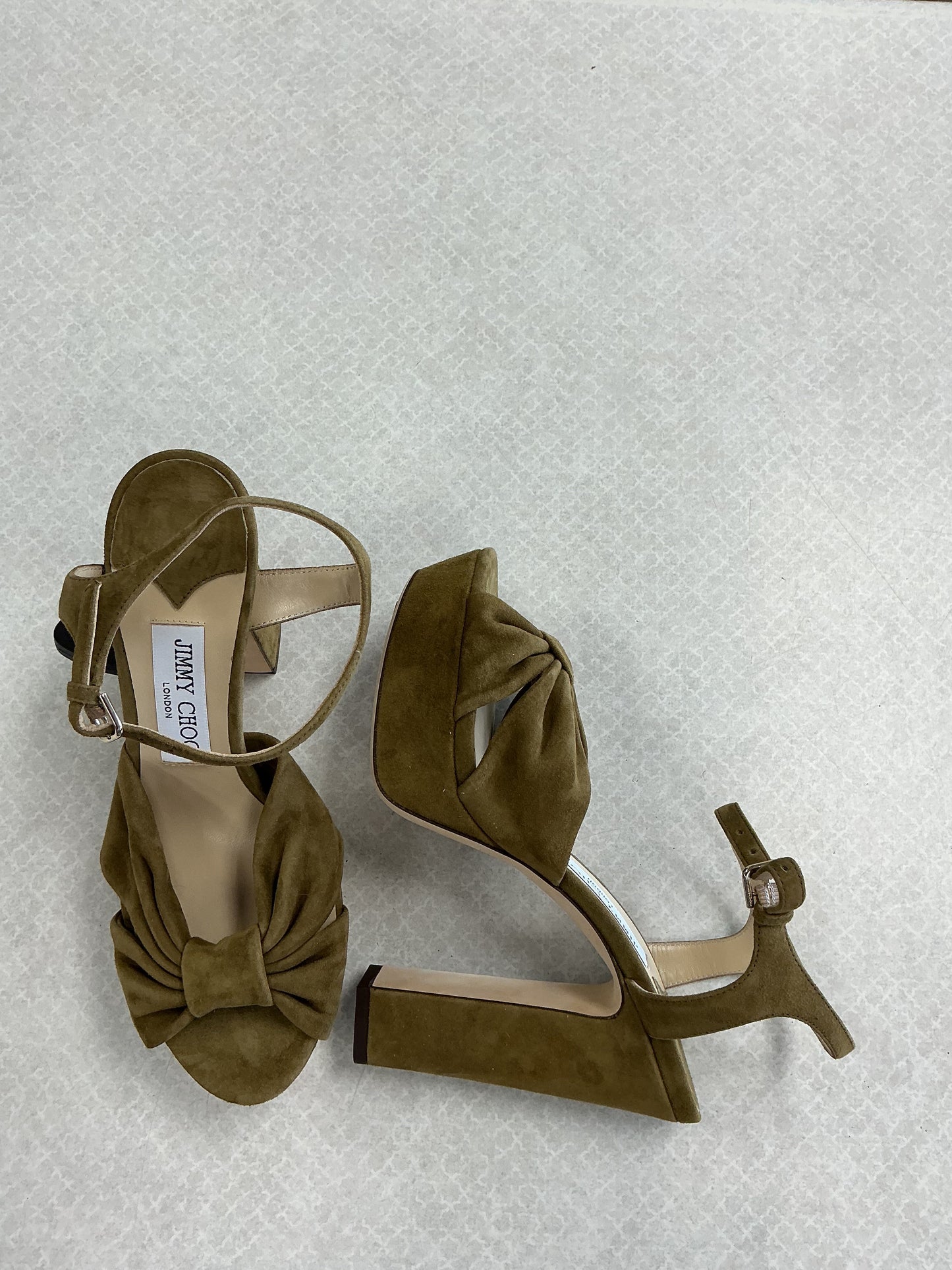 Sandals Luxury Designer By Jimmy Choo In Green, Size:7.5